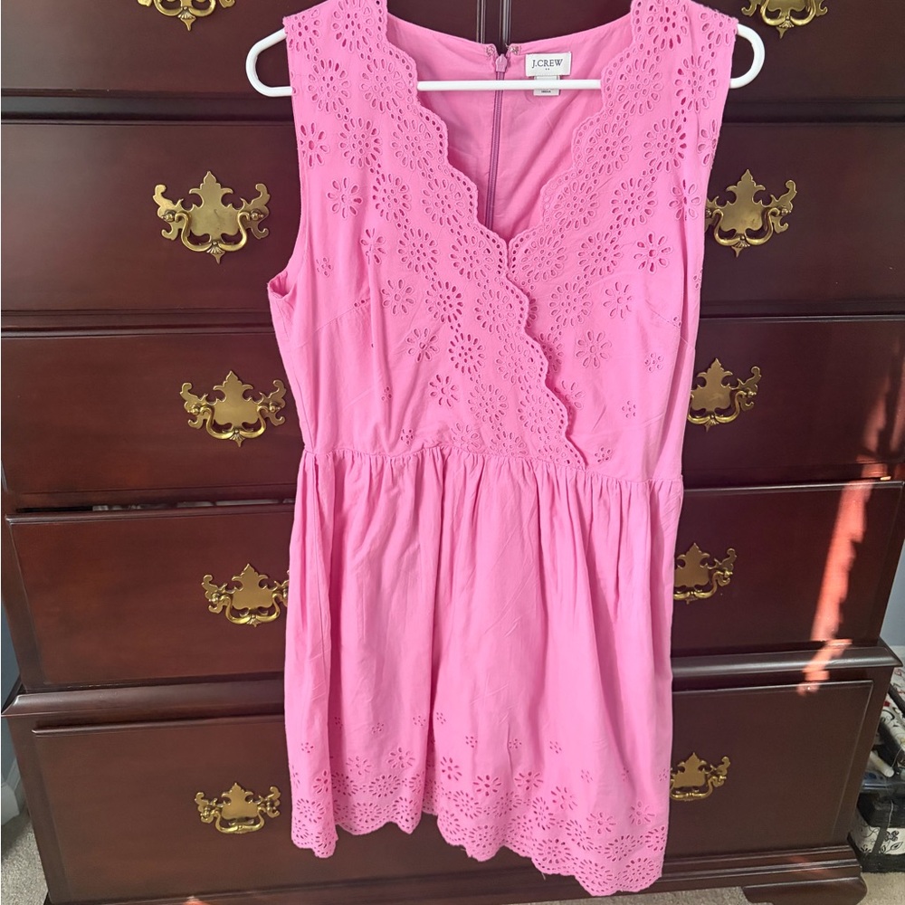 J. Crew Vibrant Pink Scalloped Dress